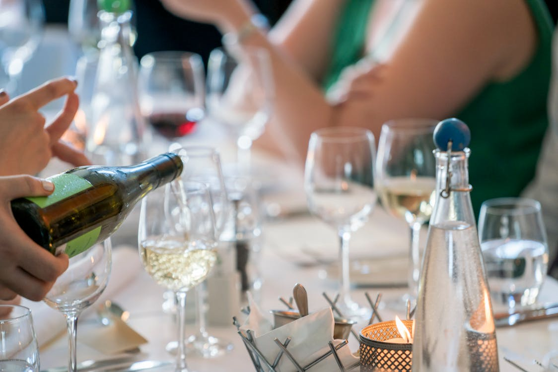 A table with several glasses of wine